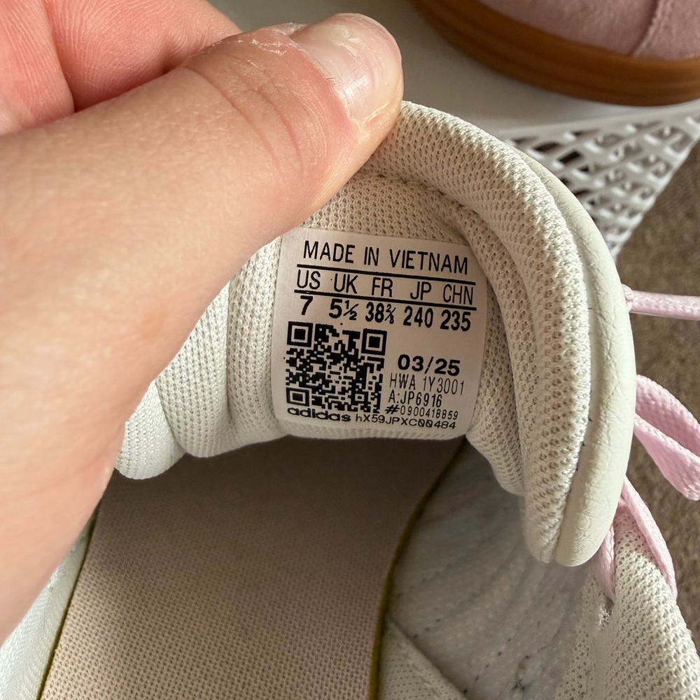 adidas Pink Suede Platform Sneakers with Green Stripes and Gum Sole - Picture 8 of 9